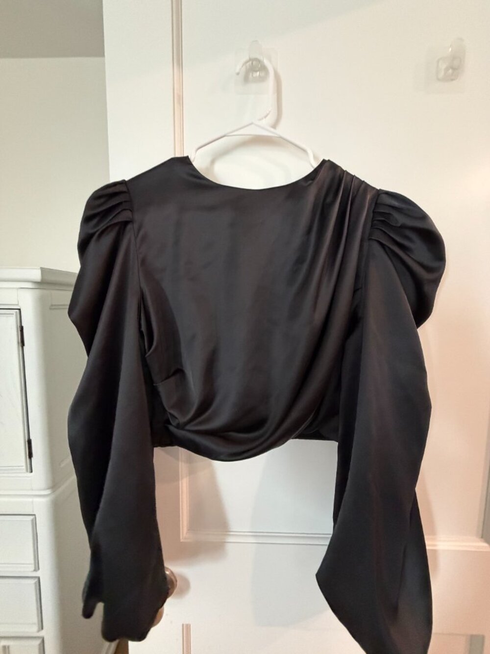 Anthropologie | Mare Mare Satin Puff-Sleeve Top, size L - Picture 5 of 7